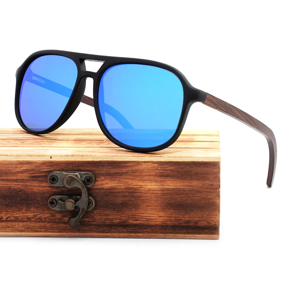 Retro lenses bamboo wooden custom logo polarized sunglasses