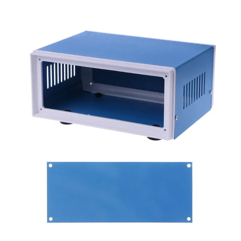 Caixa de metal azul para projeto de caixa de junção DIY, caixa retangular resistente à corrosão, durável, 170*130*80mm