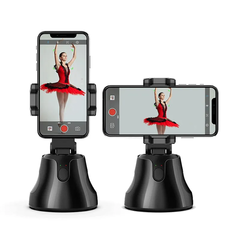 Soporte de teléfono inteligente con rotación de 360 grados, soporte de móvil con seguimiento facial automático para selfis