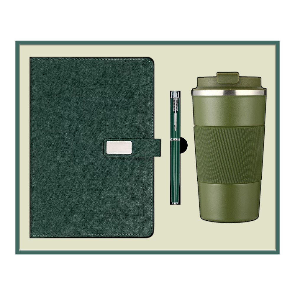 Coffret cadeau de trois avec une tasse thermos