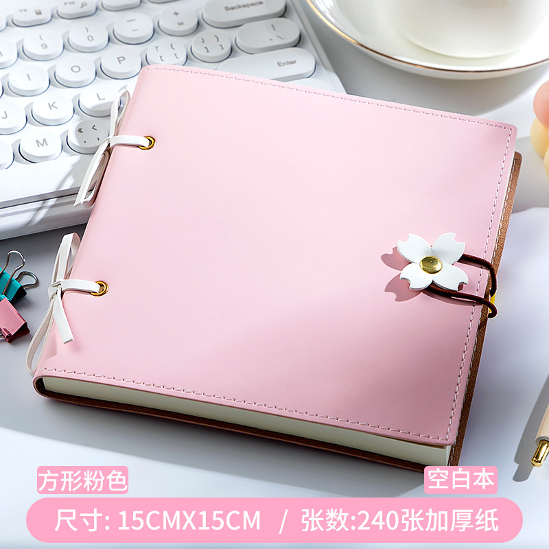 Flower buckle square ben-pink-blank