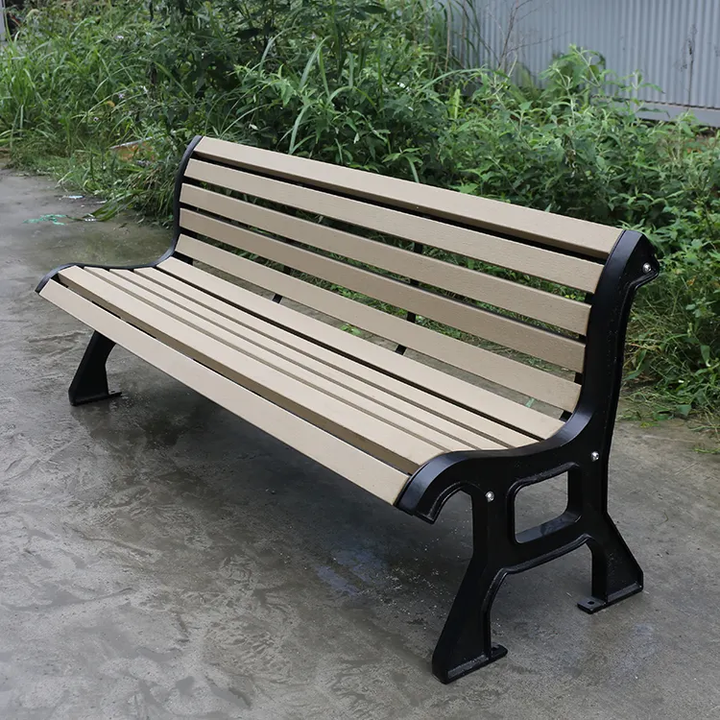 Outdoor Furniture Wooden Bench Seat Public Park Long Wood Plastic Composite Slat Bench Seating Out Door Garden Patio Bench Chair