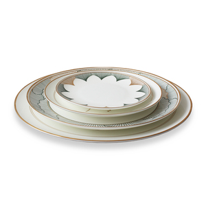 Ginkgo yaprağı tasarım sarı ve yeşil renk altın kakma desen sırlı çıkartma kağıdı ince çin porsoleni yemek takımı setleri - Product Image 6