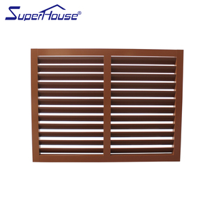 Modern Design <strong>Wood</strong> Grain Color Aluminum Alloy <strong>Louvre</strong> Windows Shutters New Air Flow Brown for Hotel Horizontal Opening Pattern - Product Image 2