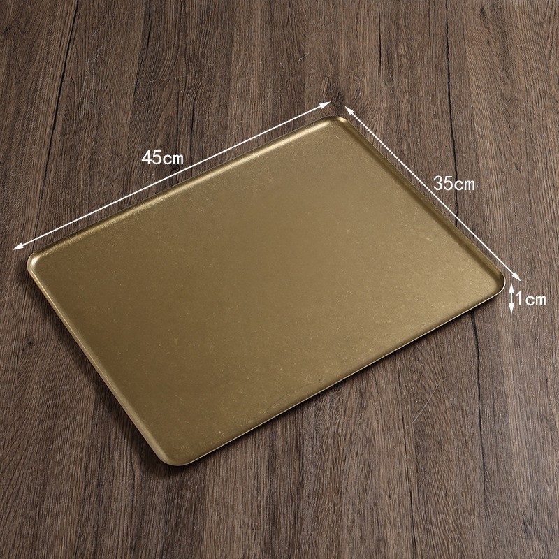 40x35cm straight-edged square tray (vintage gold)
