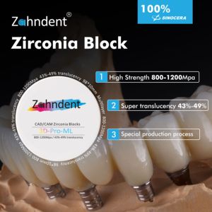 Zahndent Hoogwaardige <span class=keywords><strong>3d</strong></span>-pro-ml Meerlagige Zirkonia Blokkeert Tandheelkundig Materiaal Zirkonia Blanco - Product Image 6