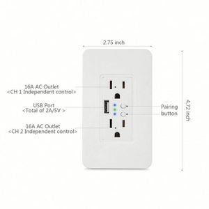 Ewelink <strong>Multi</strong> <strong>Function</strong> Wifi Wall <strong>USB</strong> Outlet Wifi Smart <strong>Socket</strong> 16A US Support Alexa Google Home Voice Control - Product Image 1