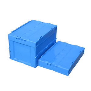 Contenedor plegable apilable de alta resistencia, caja de transporte de almacenamiento plegable, caja plegable de plástico con tapa - Product Image 3