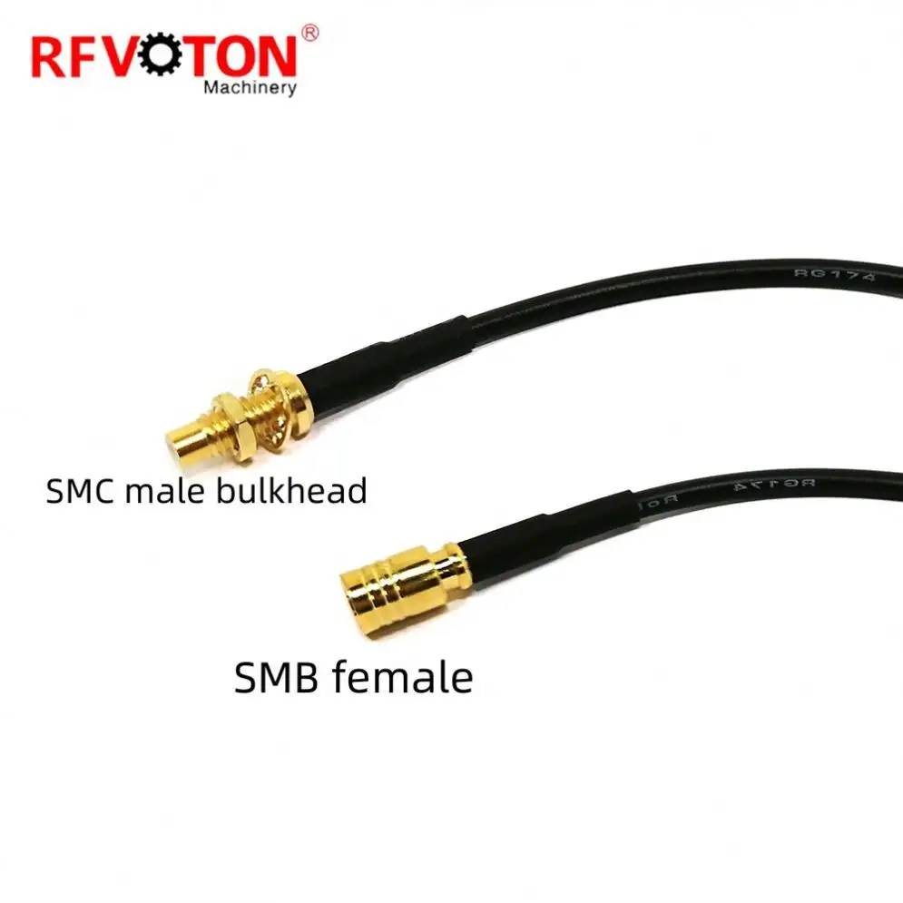 สายแจ็ค SMB ตัวเมียเข้ากับ SMC ตัวผู้ปลั๊กหัว RG174สายเคเบิลชุดสายจัมเปอร์ RF ความยาวที่กำหนดเอง