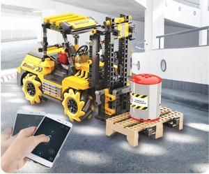 Diyアセンブリステム電気セメント混合コンストラクターおもちゃブロック車のプログラミングエンジニアリング子供のためのフォークリフト車両 - Product Image 2