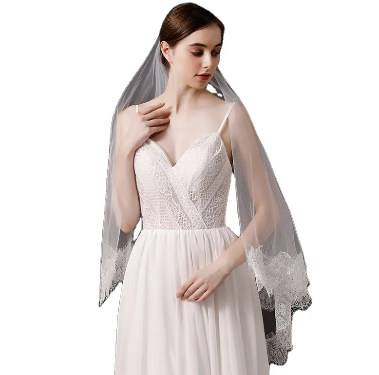 1 Layers White High Quality Wedding Veils With Pearl Soft Bride Veils For Women DHL Popular Bag Top
