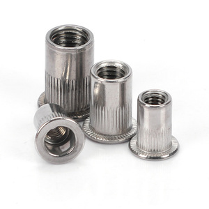 Flat Head <strong>Rivet</strong> <strong>Nuts</strong> (1/4&quot;-20UNC) Threaded Insert <strong>Nuts</strong> Custom Stainless Steel 304 Knurled Blind Antirust <strong>Rivet</strong> <strong>Nut</strong> - Product Image 1