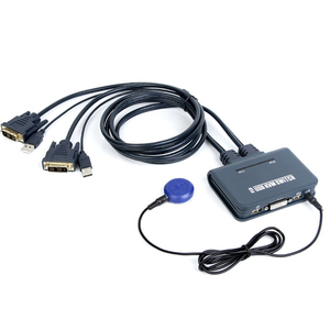 2端口HDMI兼容VGA DVI KVM开关键盘鼠标USB 2.0共享切换器分路器箱，带遥控器USB电缆 - Product Image 5