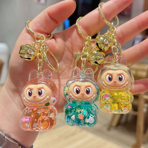 Promotional Gift Liquid <strong>Key</strong> Chain <strong>Cartoon</strong> Labubu Design 3D Plastic Quicksand Floating Oil Keychain Charms - Product Image 2