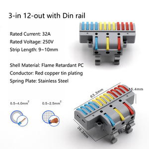Supplier's Electrical Wiring <strong>Terminal</strong> <strong>Block</strong> 32A 250V Din Rail <strong>Block</strong> 2-8 3-12 4-8 <strong>Push</strong>-in Wire Copper <strong>Spring</strong> Plug-In Type Made PC - Product Image 4