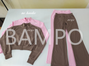 Kadın 2 parça kıyafetler eşofman Zip up kırpma Hoodies sıkıntılı SweatPants salonu eşleştirme ter seti 2024 güz Trendy eşofman - Product Image 6