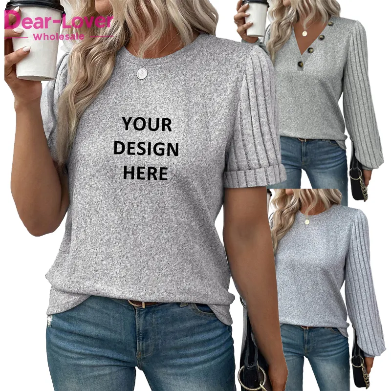 Dear-Lover OEM ODM Custom Logo Private Label Wholesale High Quality Summer Basic Blank Ribbed Women Knitted Top