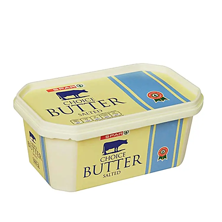 High quality 500ml rectangular IML packing customized logo butter container margarine spread plastic cheese tub with lid