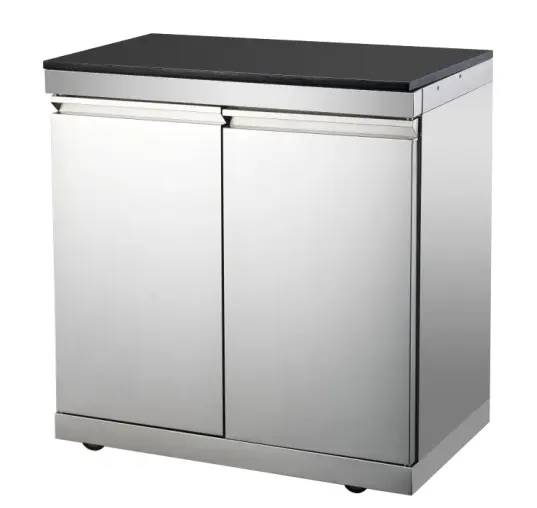 Encimera de mármol negro de diseño moderno de acero inoxidable 304 S/S Parrilla de gas incorporada Gabinete de cocina modular para exteriores