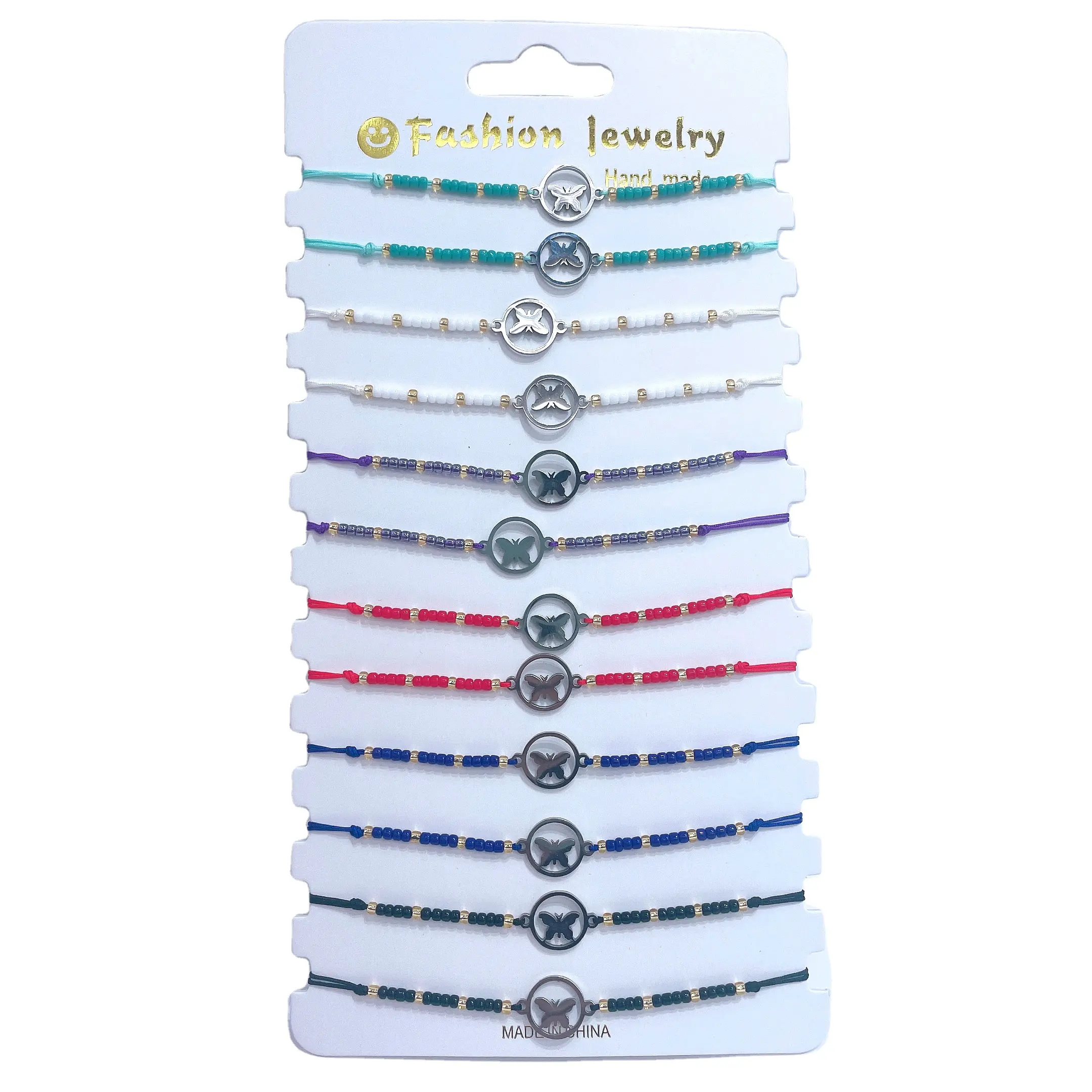 großhandel Verkauf Miyuki Glas Samen Perlen Armband handgefertigt gewebt für Damen schmetterling Edelstahl Kristall Perlenarmbänder