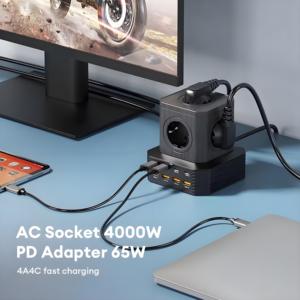Adaptador de corriente de viaje multifunción global, enchufe de extensión de interfaz múltiple con protecciones de seguridad de salida de CA para portátiles - Product Image 6