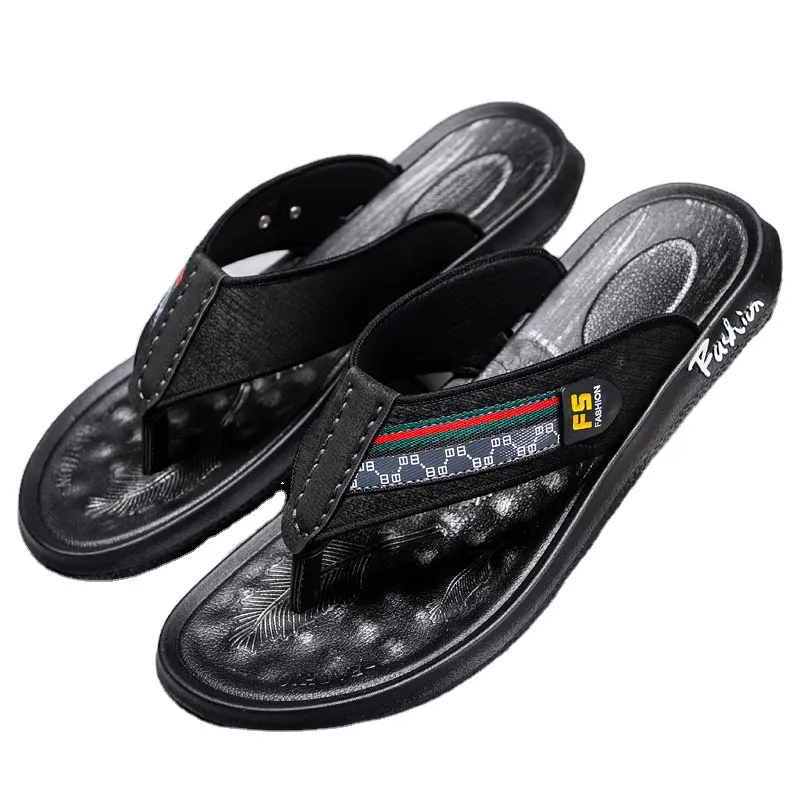 Flip-flops men's outdoor leather sandals in summer wear online celebrity non-slip waterproof sandals slippers trend deodorant.