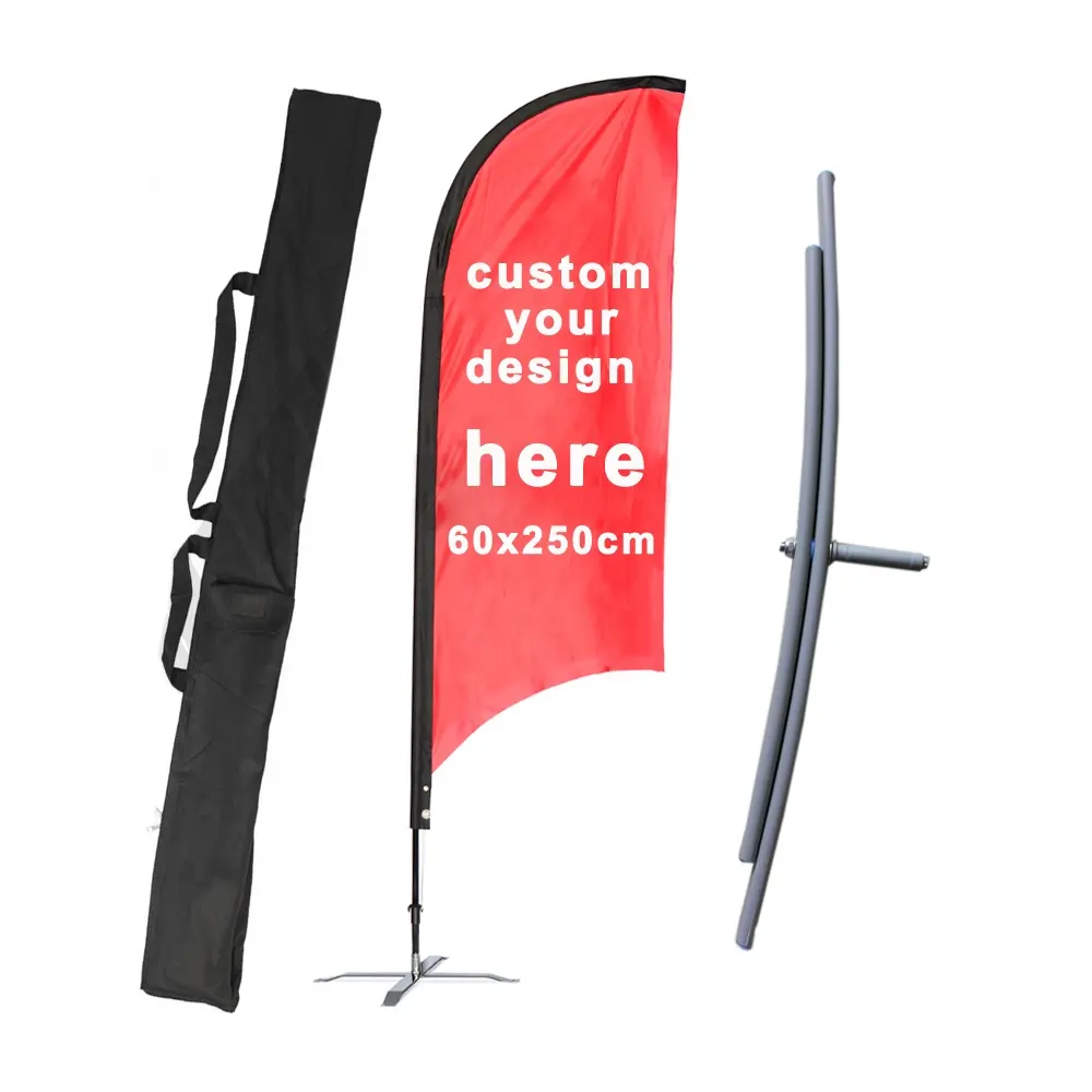 Personalizado Forte Material Impresso Stand Ao Ar Livre conjuntos de Bandeira Da Bandeira com mastro e base de Cruz