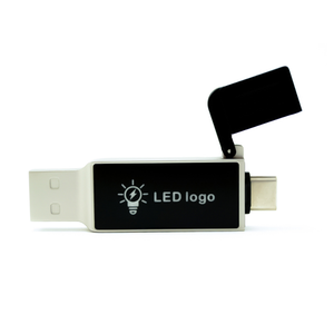 แฟลชไดรฟ์ USB โลโก้โลหะแบบ LED แฟลชไดรฟ์ปรับแต่งได้ชนิด C สว่างขึ้นปากกาเมมโมรี่สติ๊กคู่ OTG สำหรับเป็นของขวัญขนาด8G 16B 32G - Product Image 1