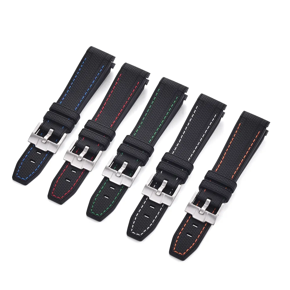 JUELONG Multi-color 20mm 22mm Curved End Rubber Watch Bandas Soft Liquid Silicone Substituição Watch Straps Para Om * Sw Moon Watch