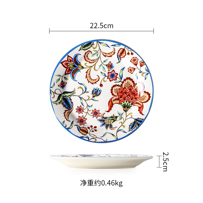 Blue Antique Flower 9inch Plate