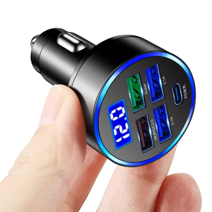 ที่ชาร์จไฟในรถ5พอร์ต150W GAN LED จอแสดงผลดิจิตอล PD Type-C QC3.0อะแดปเตอร์ชาร์จโทรศัพท์เร็ว10W กำลังขับที่ป้องกัน OTP OVP - Product Image 1