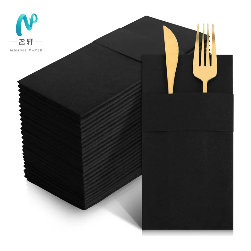 Mingxuan fabricante de guardanapo de papel Mshine papel de luxo venda quente branco guardanapo de papel de talheres personalizado airlaid guardanapo de jantar premium