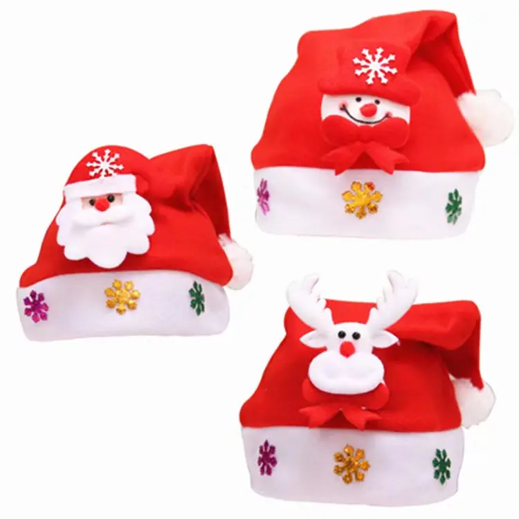 Gorro de Papá Noel clásico para niños y adultos, gorro de decoración de fiesta led, color rojo, no tejido, Ultra suave, para Navidad