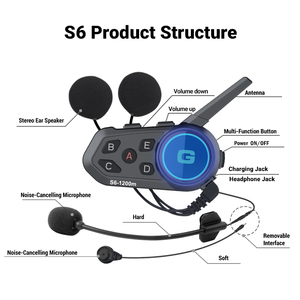 Auriculares impermeables para motocicleta con sistema de intercomunicación BT 5,1 y micrófono 2 en 1 para comunicación con casco - Product Image 5