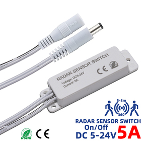 新型DC 5-24v 5A微波雷达传感器开关人体感应开/关隐藏式嵌入式感应控制单色发光二极管控制器 - Product Image 2