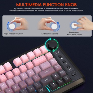Con Dual Bluetooth 2,4G Teclado inalámbrico 81 Teclas Gradiente recargable Perilla de control de luz colorida Gaming Office Mini Keyboard - Product Image 3