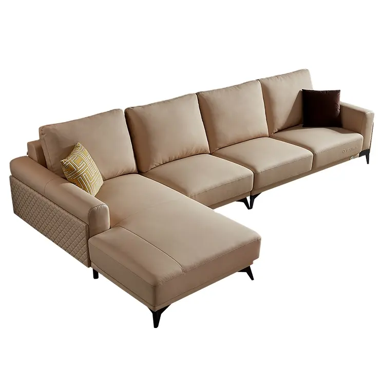 102511 luxo sofá L forma grão superior secional estilo italiano de madeira sala móveis sofá conjunto