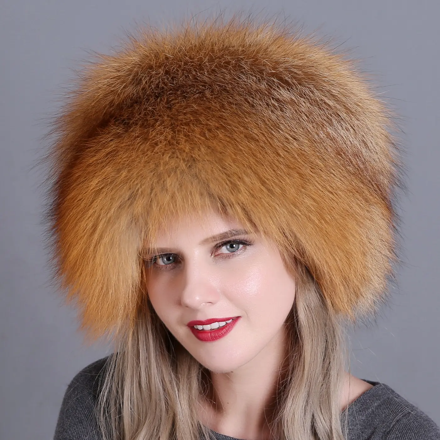 Повязка на голову с мехом чернобурки, енота, зимняя Лыжная шапка для снега, монгольские наушники, пушистые серые и коричневые меховые шапки
