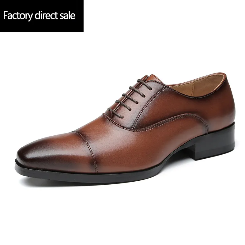 Italy Men's Classic Modern Formal Oxford Wingtip Lace Up Dress Shoes Men's Tilden Cap Oxford Shoe