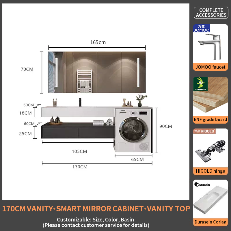 170Durasein Integrated Basin + Smart Mirror Cabinet