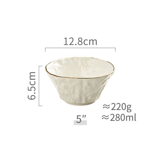 5" rice golden rimmed bowl