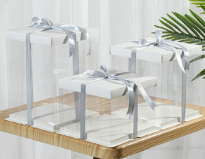 Tall Transparent 10 Inches <strong>PET</strong> Transparent square Cake <strong>Box</strong> Wedding Cake <strong>Box</strong> Birthday Transparent Clear Square Cake Packaging <strong>Box</strong> - Product Image 3