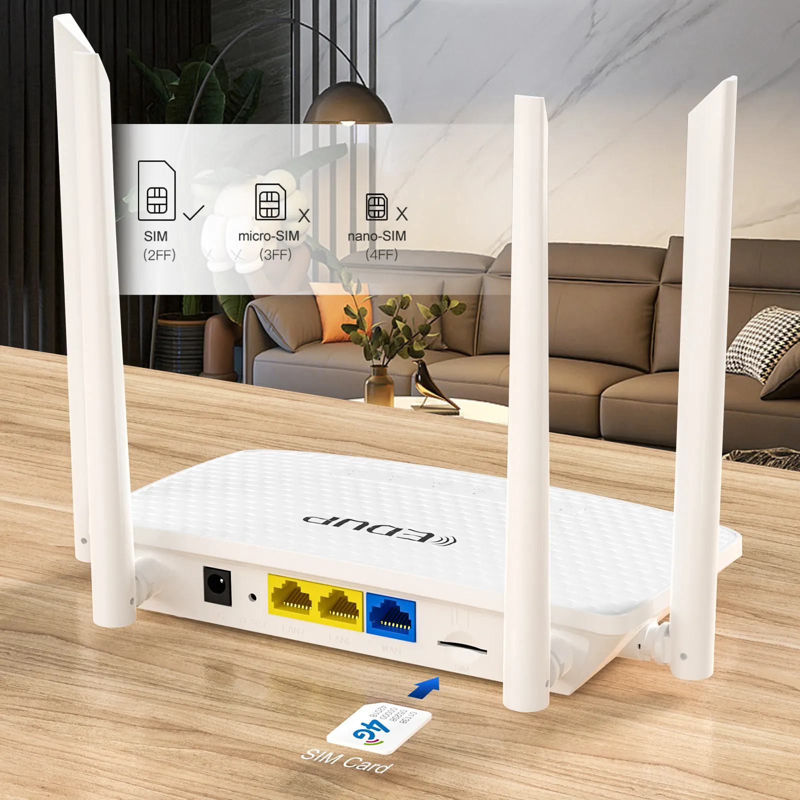 EDUP KW-N7503Lホット販売Wifi4Gルーターユニバーサル4GLte Wifi Simルーター4GCPEルーター (Simカードスロット付き)