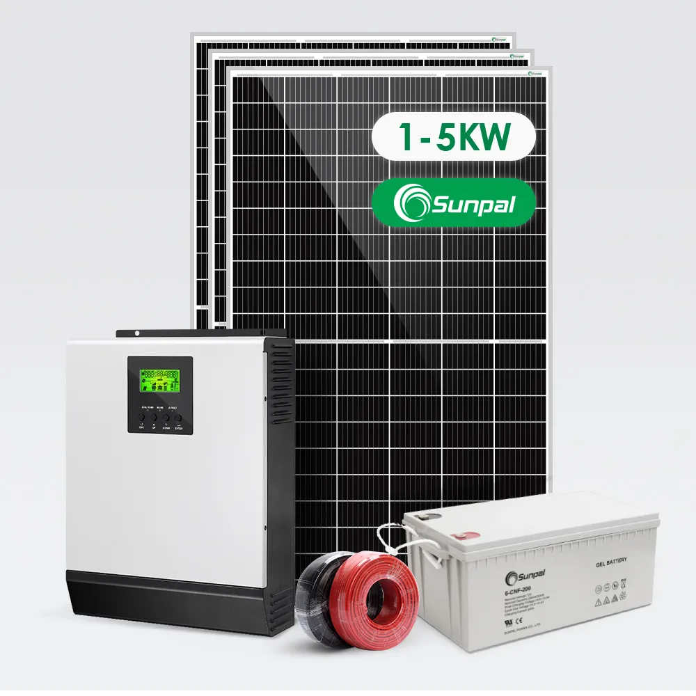 완전한 하이브리드 태양 에너지 저장 시스템 1000W 3Kw 5Kw 오프 그리드 가전 제품 태양 전지 패널 전원 시스템
