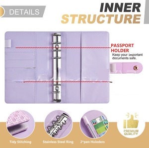 Specialized Weaving Pattern Splicing A6 Loose-leaf <strong>Folder</strong> Handbook PU Leather Cash Budget Loose-leaf <strong>Notebook</strong> - Product Image 4