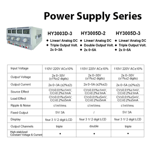 HY3003D-3デジタルリニアアナログDC電源30V/3Aトリプル出力ラボグレード2メイン出力固定出力5V 3A 4桁LCD - Product Image 4