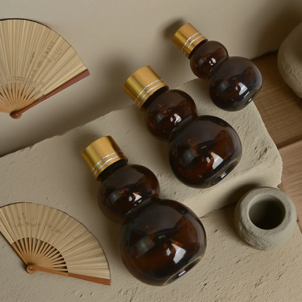 ขวดแก้วสีเหลืองอำพัน