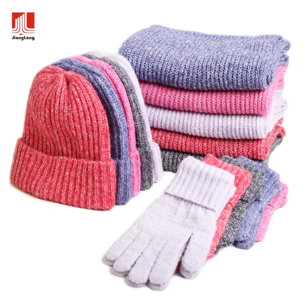 Chapeau tricoté en cuir pour femmes, ensemble gant, écharpe, 24 pièces, extensible, solide, doux et chaud, hiver