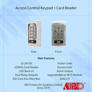 Control de acceso de teclado a prueba de agua con retroiluminación LED de salida única, con alarma de timbre, P0, 1, 2 unidades