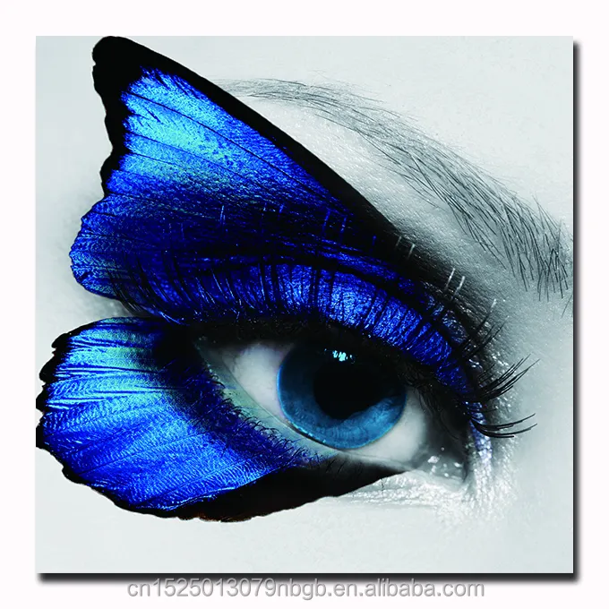 لوحات فنية تجريدية بسيطة لفراشة زرقاء وهيكل عين الإنسان صور فنية من الأكريليك اللوحات القماشية